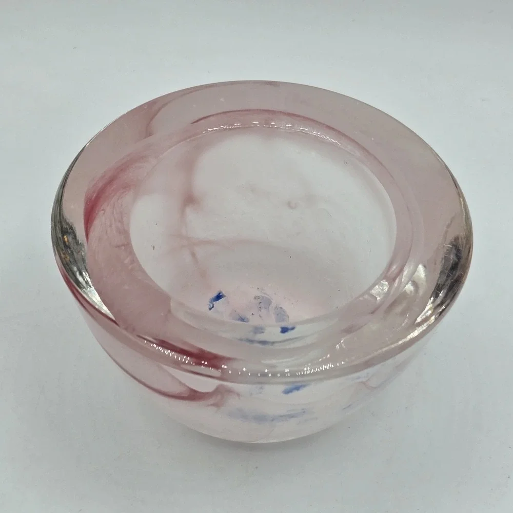 Vtg‎ Pink Glass Votive Candle Holder Swirl Design